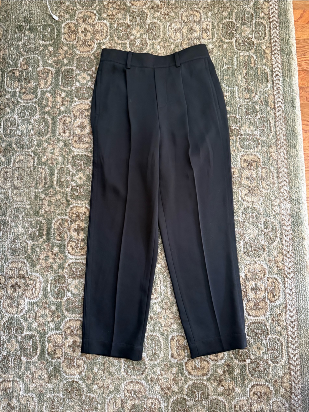 Vince Black Pleated Wide-Leg Trousers